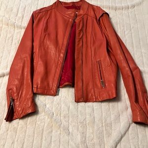 Orange leather motto jacket